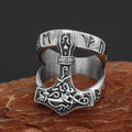 Men’s Vintage Viking Thor’s Hammer Ring – Nordic Odin Rune Stainless Steel Ring