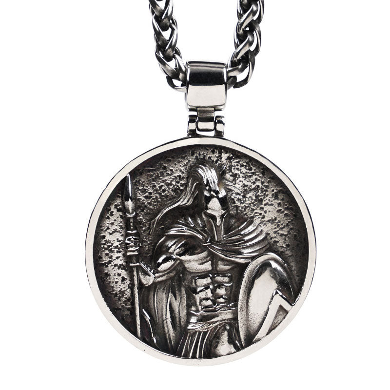 Men’s Titanium Steel Warrior Pendant Necklace – Viking Style Amulet Jewellery