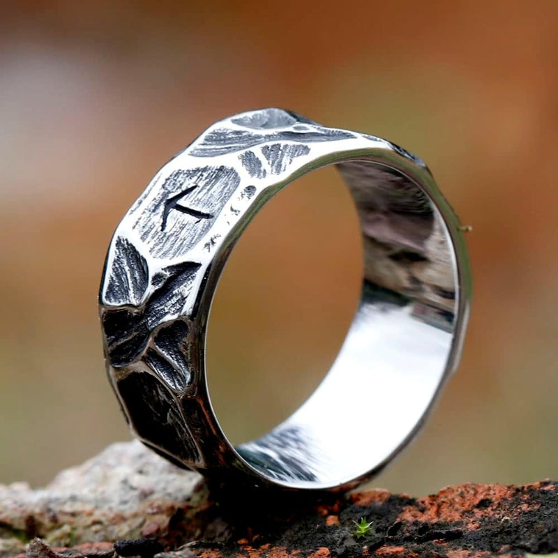 GTHIC Stainless Steel Viking Rings for Men Women Punk Vintage Band Ring Nordic Runes Amulet Ring Jewelry Gift for Couple