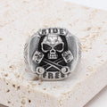 Men’s Gothic Rose Skull Titanium Steel Ring