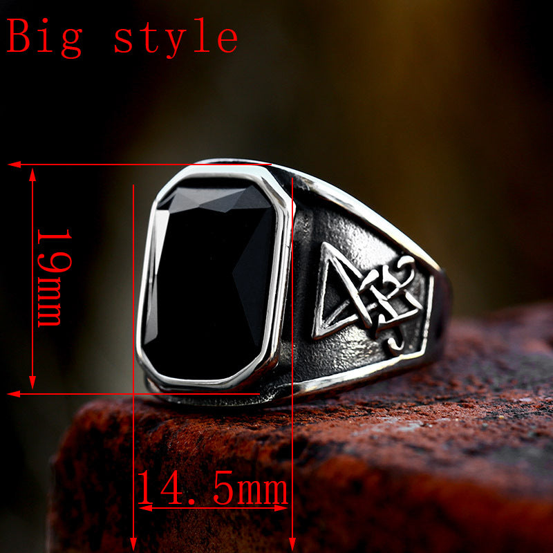 Lucifer Satan Gemstone Ring – Gothic Punk Biker Ring for Men