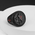 Men’s Retro Templar Shield Cross Ring – Titanium Steel Crusader Statement Band