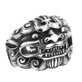 Men’s Titanium Steel Kirin Amulet Ring – Chinese Style Punk Statement Ring