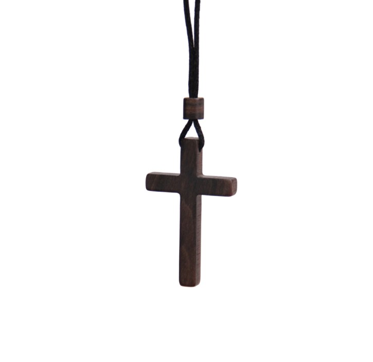 Solid Red Sandalwood Crucifix Cross Pendant Necklace Christian Jewellery Gift