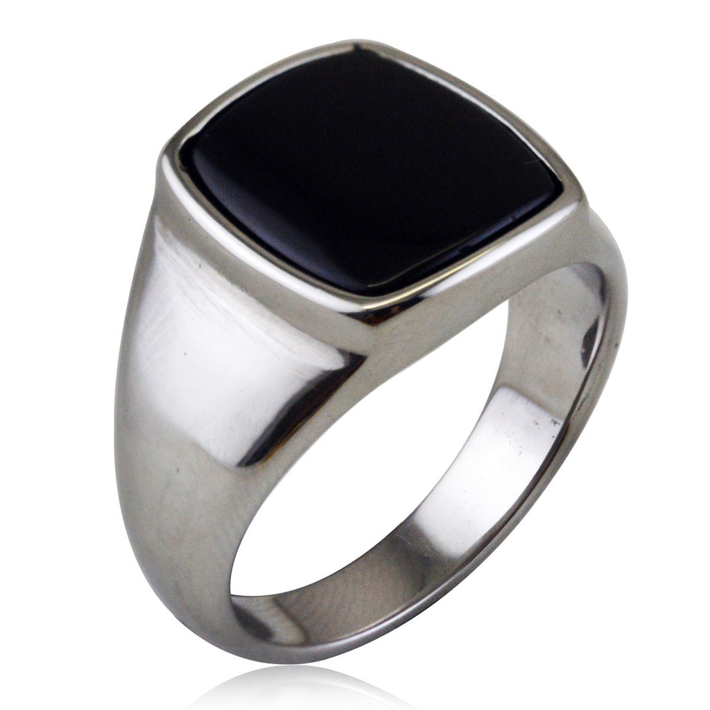Men’s Tiger Eye Signet Ring – Gold Titanium Steel Stainless Steel Statement Band