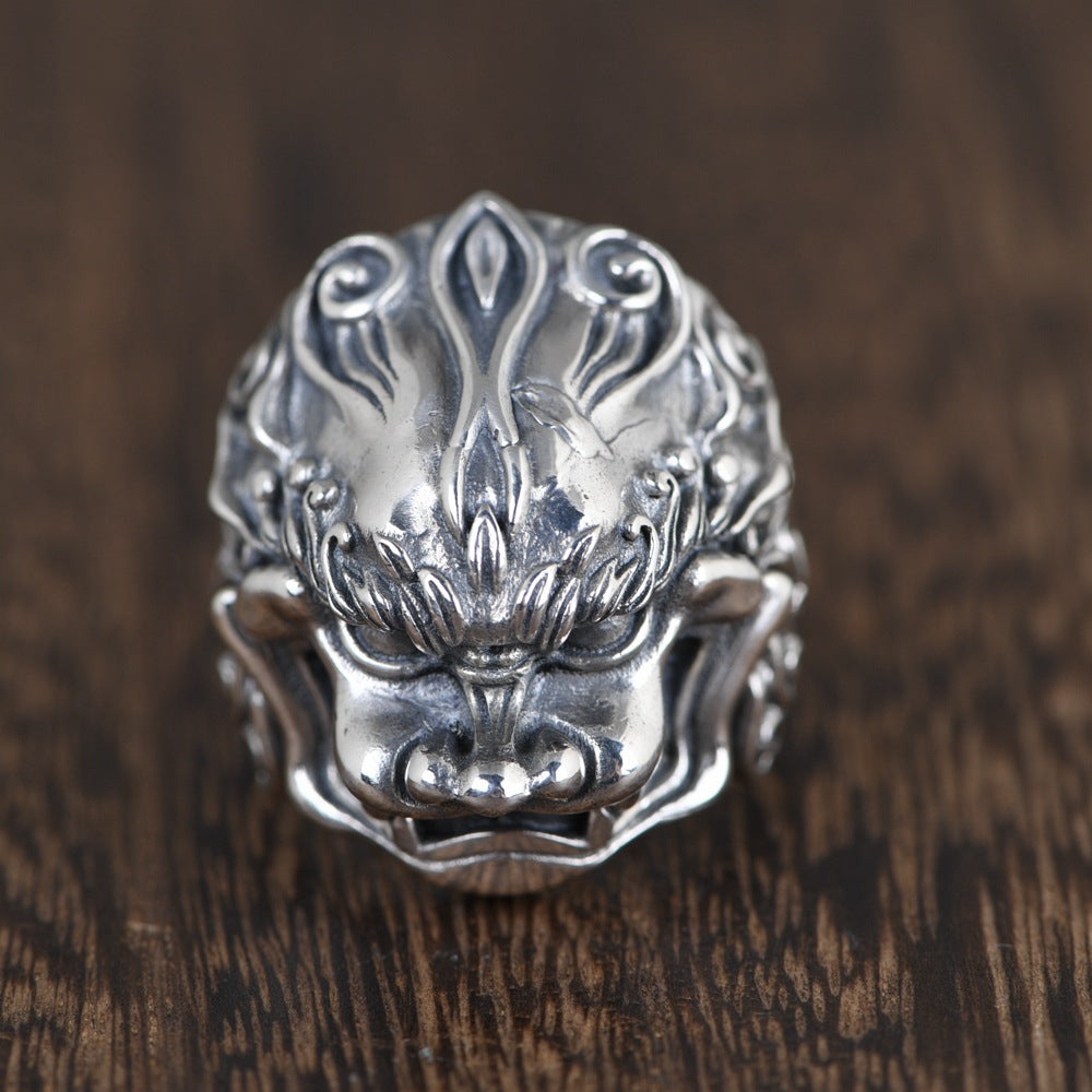Men’s 925 Sterling Silver Pixiu Dragon Ring – Brave Troops Silver Thumb Ring