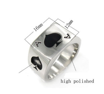 Ace of Spades Stainless Steel Ring for Men – Gothic Poker Biker Statement Band