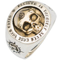 Punk 925 Sterling Silver Gold Skull Ring – Two Tone Adjustable Cocktail Ring