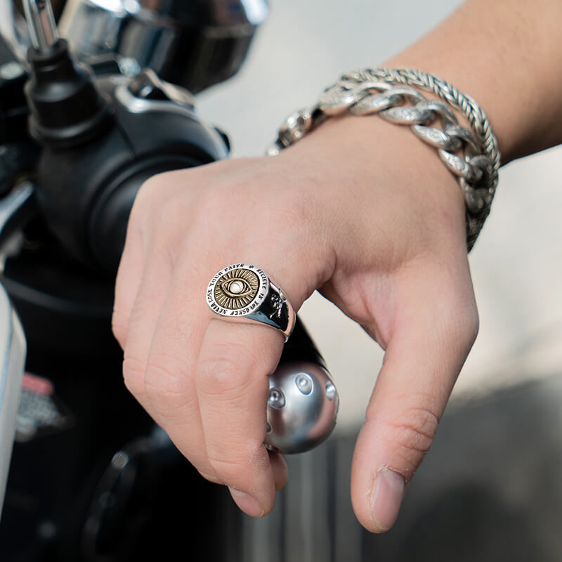 925 Sterling Silver Eye of Providence Signet Ring – Vintage All Seeing Eye Ring for Men