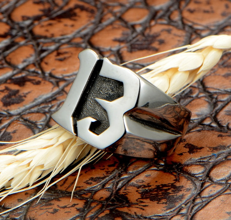 Number 13 Gothic Biker Ring – 316L Stainless Steel Punk Statement Ring