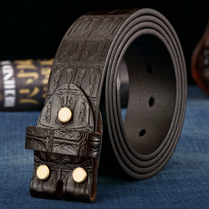Men’s Headless Leather Belt Strap – Without Buckle, Pin Buckle Compatible, acbsupplies
