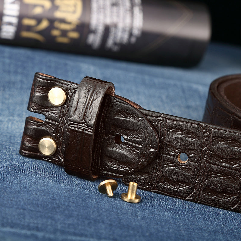 Men’s Headless Leather Belt Strap – Without Buckle, Pin Buckle Compatible, acbsupplies