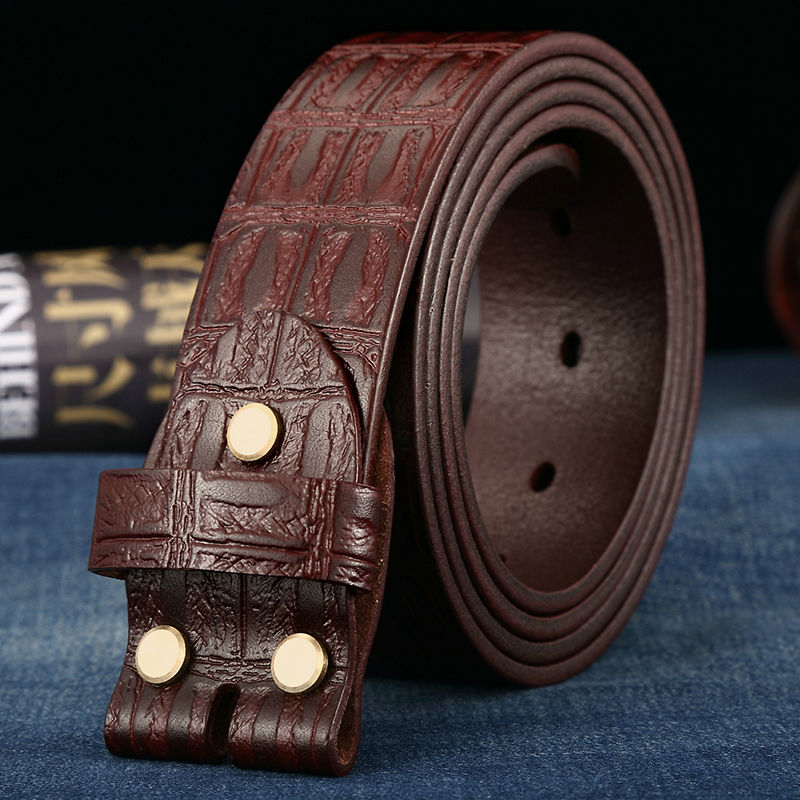 Men’s Headless Leather Belt Strap – Without Buckle, Pin Buckle Compatible, acbsupplies