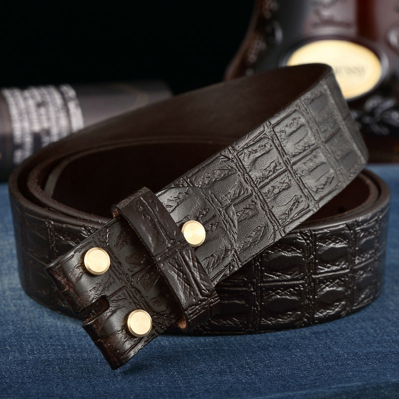 Men’s Headless Leather Belt Strap – Without Buckle, Pin Buckle Compatible, acbsupplies