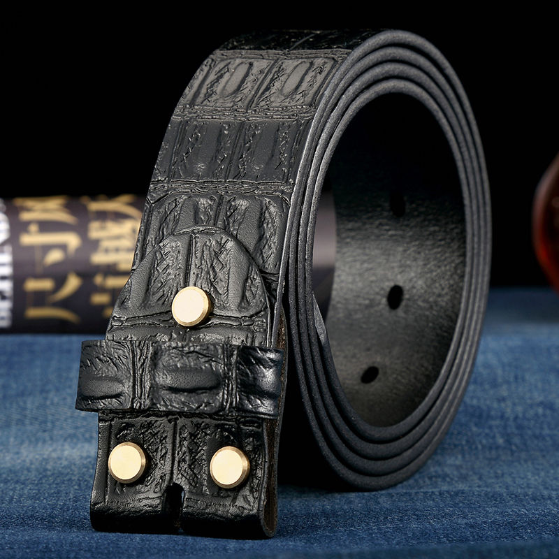 Men’s Headless Leather Belt Strap – Without Buckle, Pin Buckle Compatible, acbsupplies