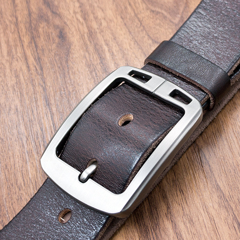 Men’s Handmade Retro Soft Leather Belt – Classic Pin Buckle
