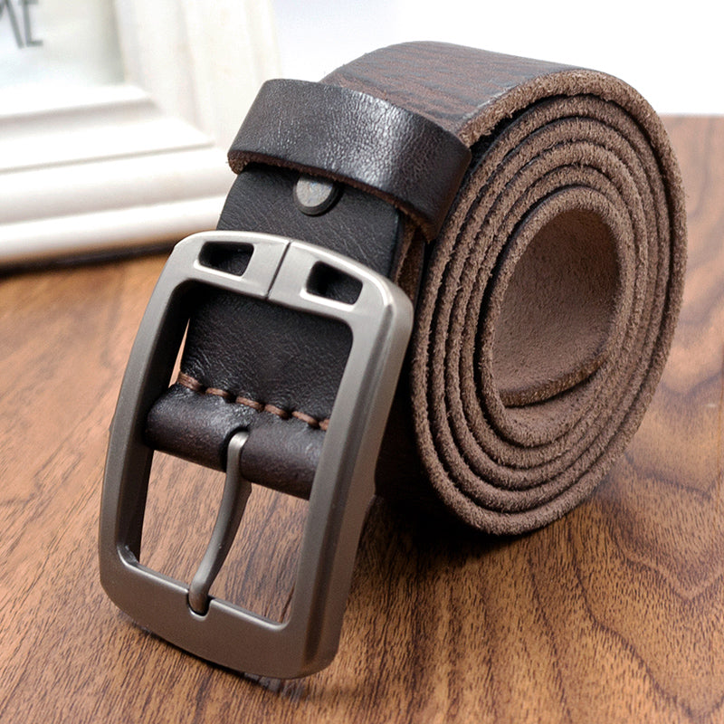 Men’s Handmade Retro Soft Leather Belt – Classic Pin Buckle
