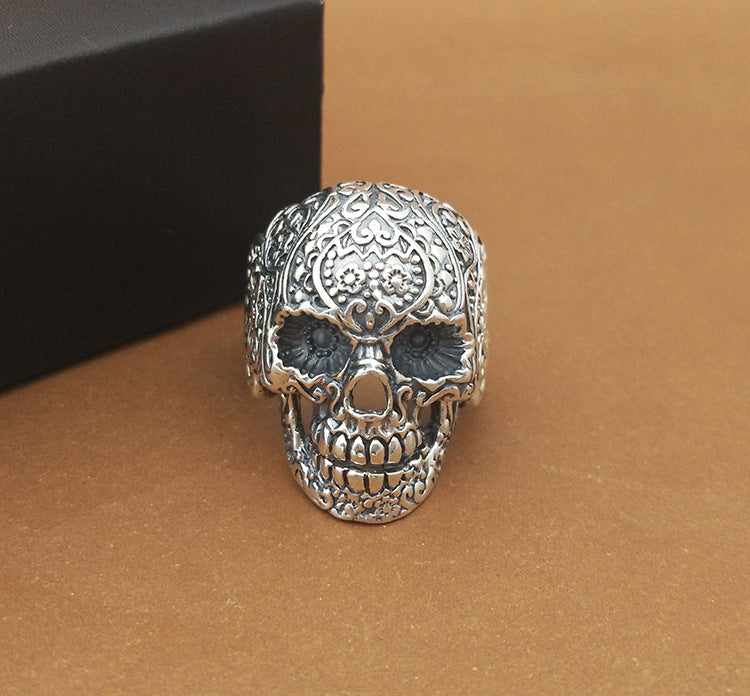Handmade Vintage Skull Ring for Men – Thai Silver Gothic Statement Ring