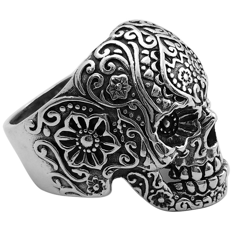 Handmade Vintage Skull Ring for Men – Thai Silver Gothic Statement Ring