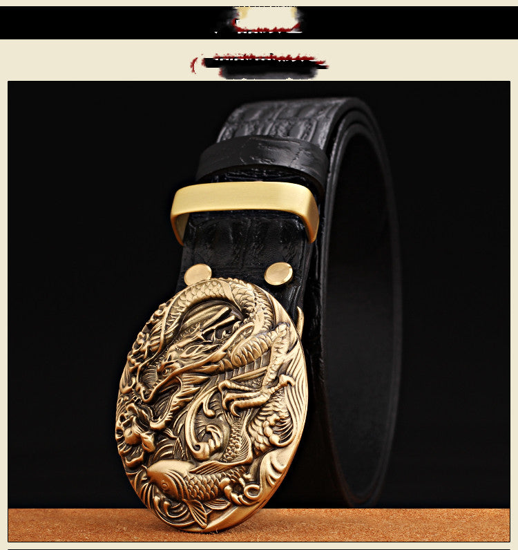 Men’s Retro Genuine Leather Belt – Smooth Buckle Casual High-End Style
