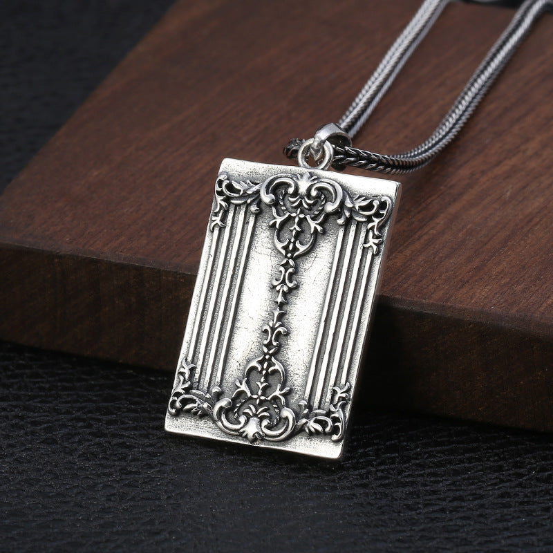 Sterling Silver Spade King Skull Poker Pendant Necklace – Punk Men’s Jewellery