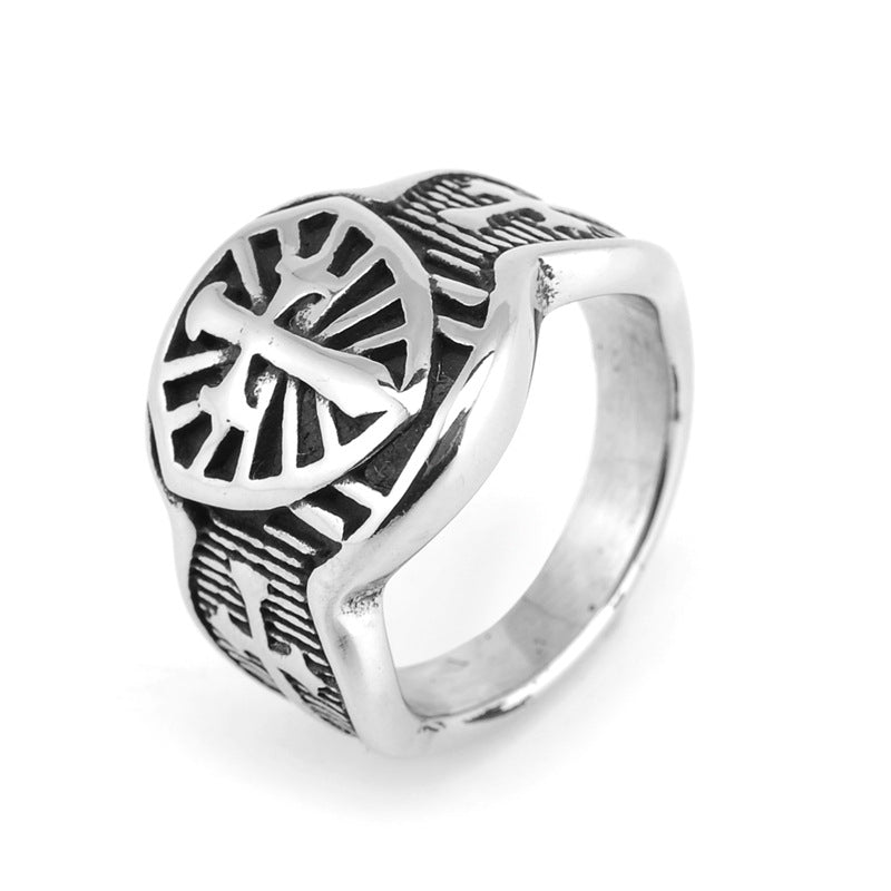 Men’s Crusader Cross Templar Ring – Stainless Steel Medieval Knight Statement Band