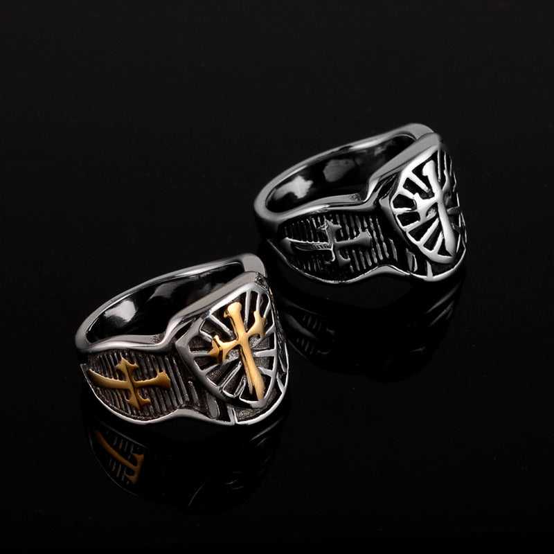 Men’s Crusader Cross Templar Ring – Stainless Steel Medieval Knight Statement Band