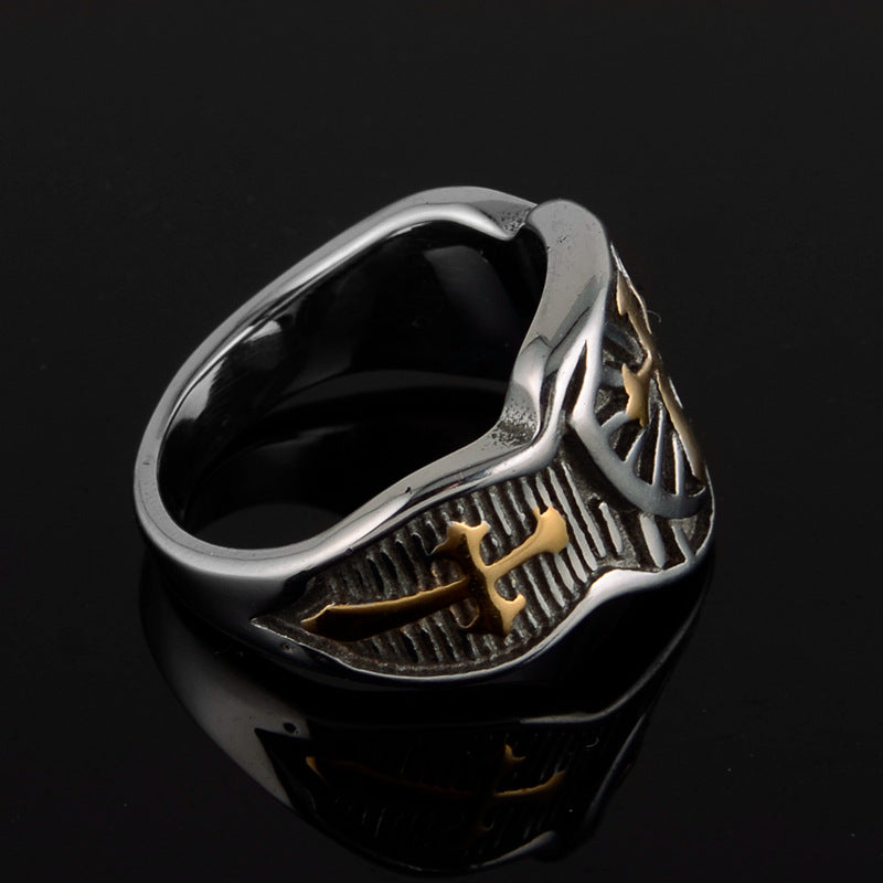 Men’s Crusader Cross Templar Ring – Stainless Steel Medieval Knight Statement Band