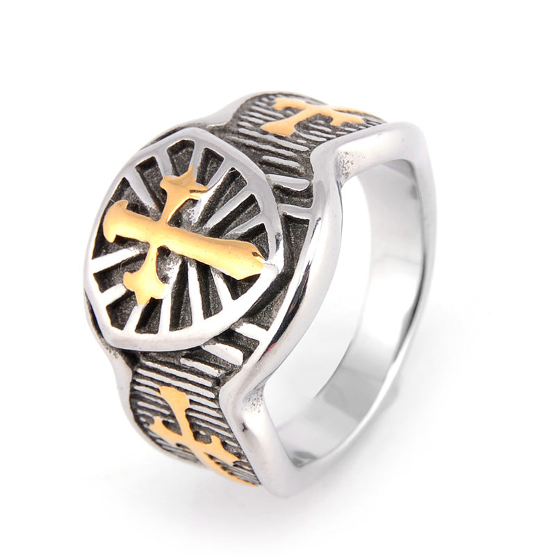 Men’s Crusader Cross Templar Ring – Stainless Steel Medieval Knight Statement Band