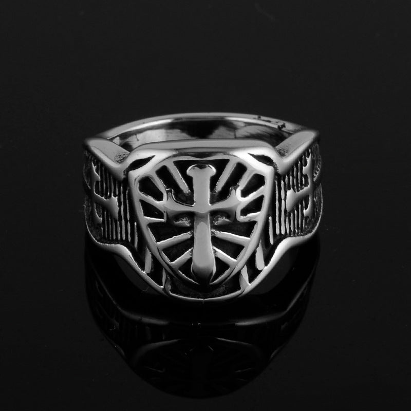 Men’s Crusader Cross Templar Ring – Stainless Steel Medieval Knight Statement Band