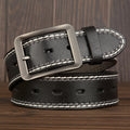Men’s Real Cowhide Leather Belt – Two-Line Stitching with Japanese Buckle