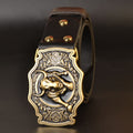 Men’s Genuine Cowhide Leather Belt – Solid Copper Plate Buckle