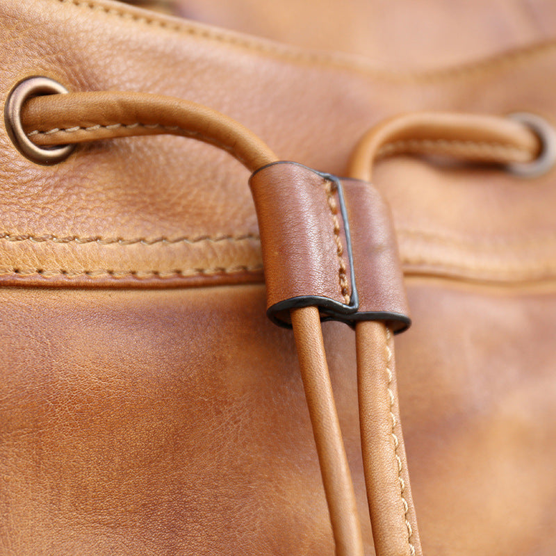 Men’s Genuine Leather Laptop Backpack – First-Layer Cowhide Large Capacity Travel Bag
