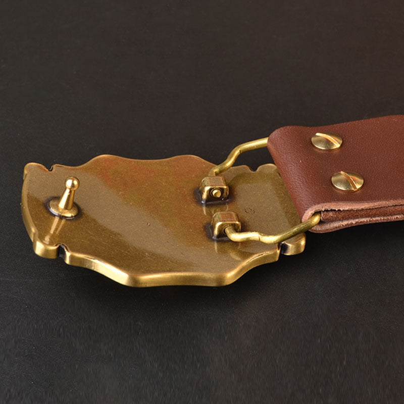 Men’s Genuine Cowhide Leather Belt – Solid Copper Plate Buckle