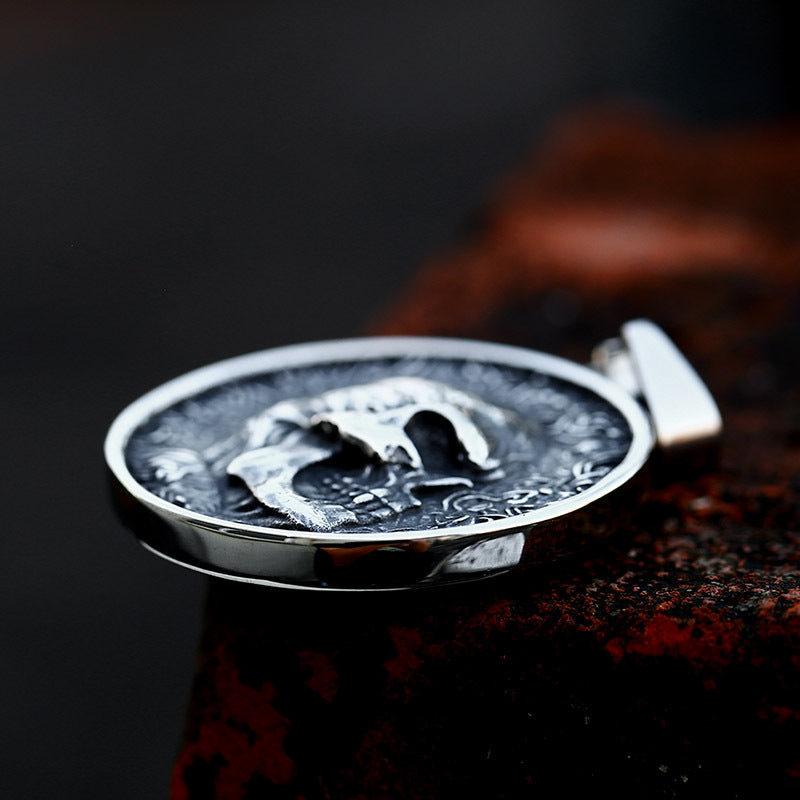 Hip-hop Punk Stainless Steel 2 Side Skull for Women Men Rock Cool Domineering Skeleton Pendant Necklace Boyfriend Jewelry