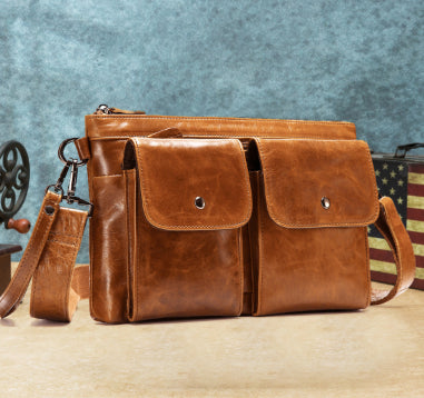 Men’s Genuine Leather Crossbody Bag – Casual Shoulder Bag