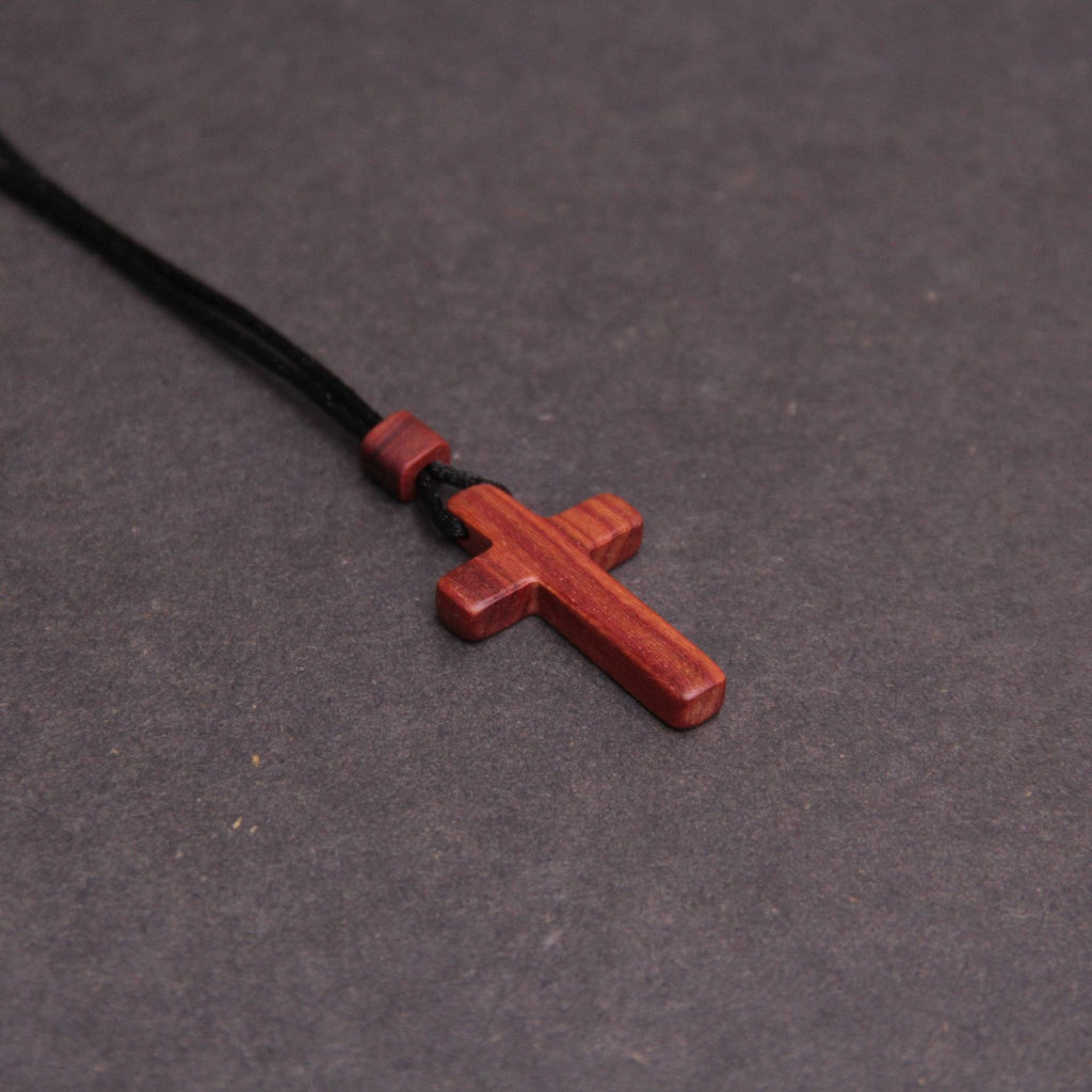 Solid Red Sandalwood Crucifix Cross Pendant Necklace Christian Jewellery Gift