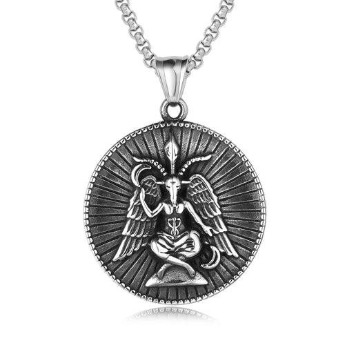 Fallen Angel Devil Satan Symbol Stainless Steel Men Necklaces Pendant
