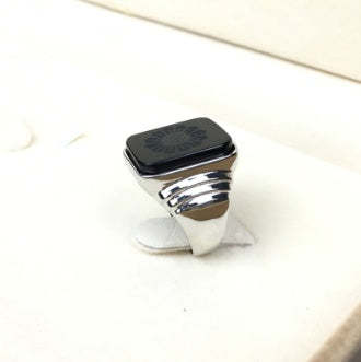 925 Sterling Silver Black Onyx Signet Ring – Classic Unisex Statement Ring