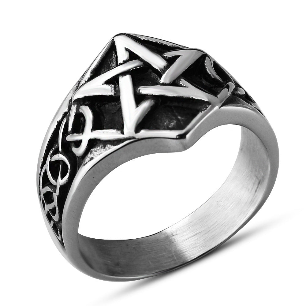 Men’s Viking Star Ring – Norse Mythology Stainless Steel Punk Biker Ring