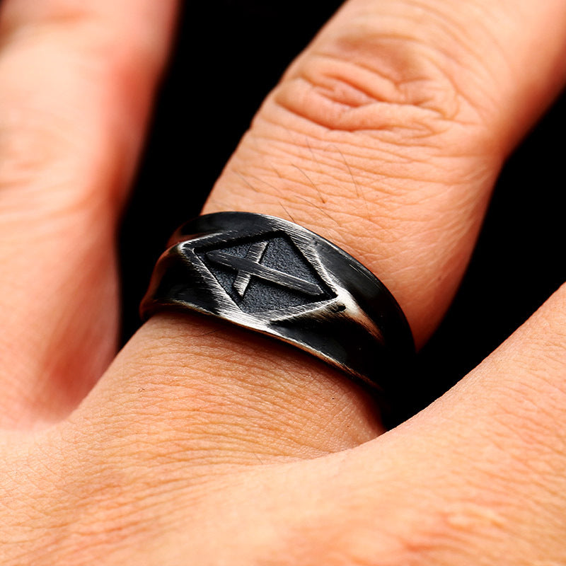 Black Latin Cross Stainless Steel Ring – Gothic Unisex Cross Band