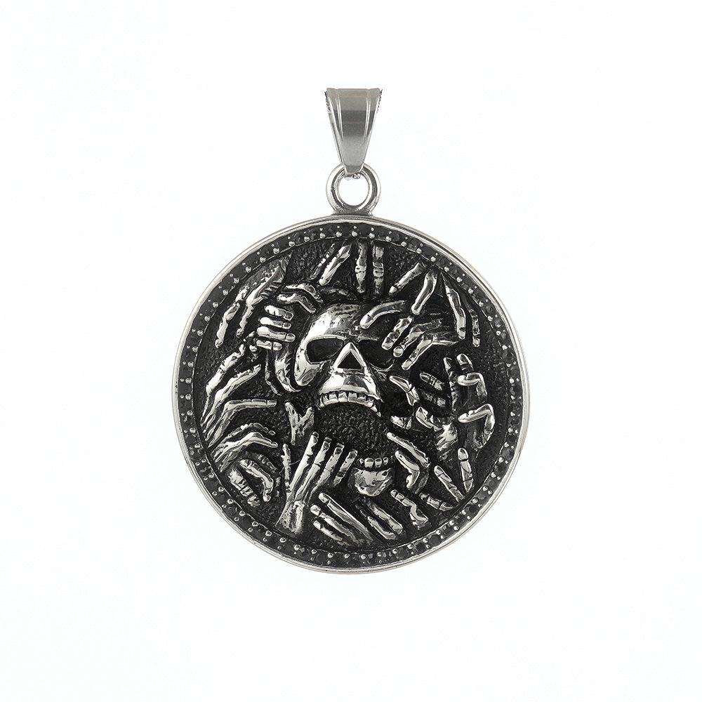 Punk Stainless Steel Skull Ghost Hand Pendant Necklace – Gothic Rock Jewellery