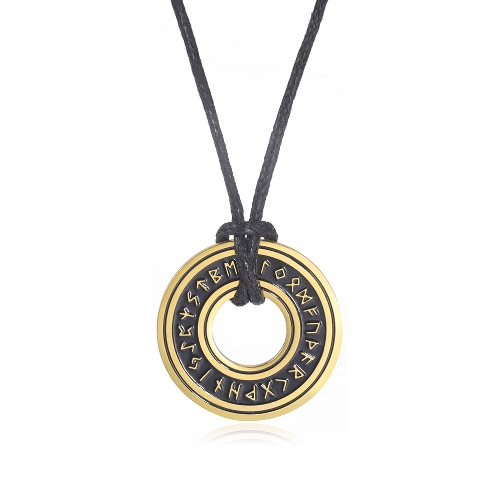 Vintage Nordic Rune Necklace for Men – Stainless Steel Viking Elder Futhark Pendant Amulet