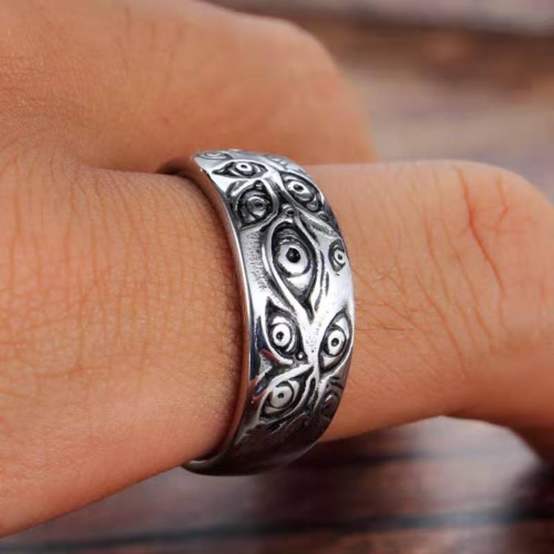 Men’s Stainless Steel Devil Eye Ring – Gothic Punk Statement Jewellery