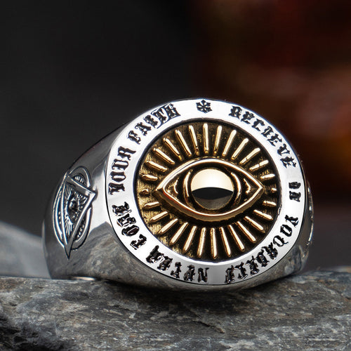 925 Sterling Silver Eye of Providence Signet Ring – Vintage All Seeing Eye Ring for Men