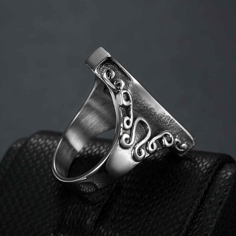 Men’s Vampire Coffin Ghost Titanium Steel Ring – Gothic Punk Statement Jewellery