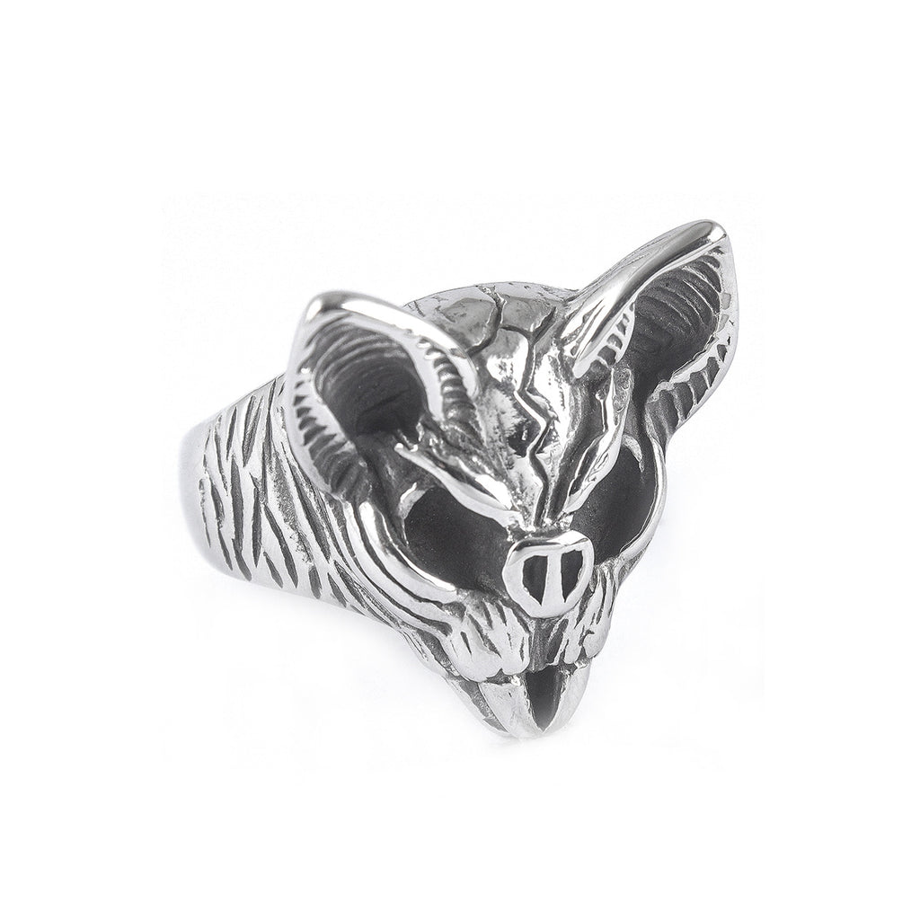 Skull Cat Stainless Steel Ring – Gothic Undead Animal Statement Ring