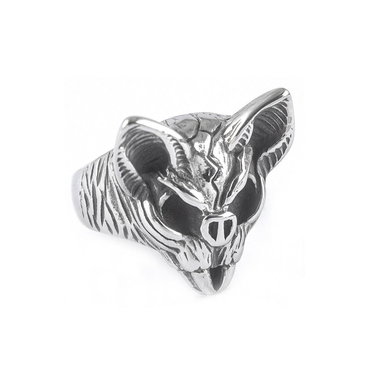 Skull Cat Stainless Steel Ring – Gothic Undead Animal Statement Ring