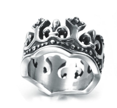 Crown Ring – King Queen Punk Rock Biker Ring for Men Titanium Steel