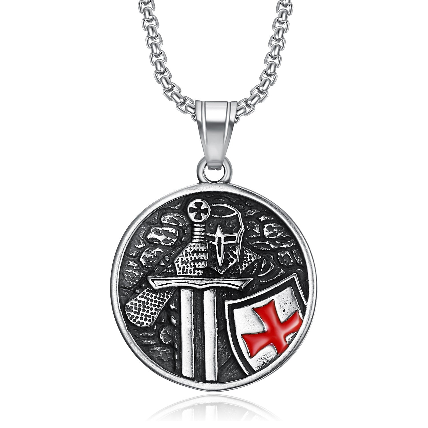 Knights Templar Shield Pendant Necklace – Crusader Cross Gothic Medieval Gift